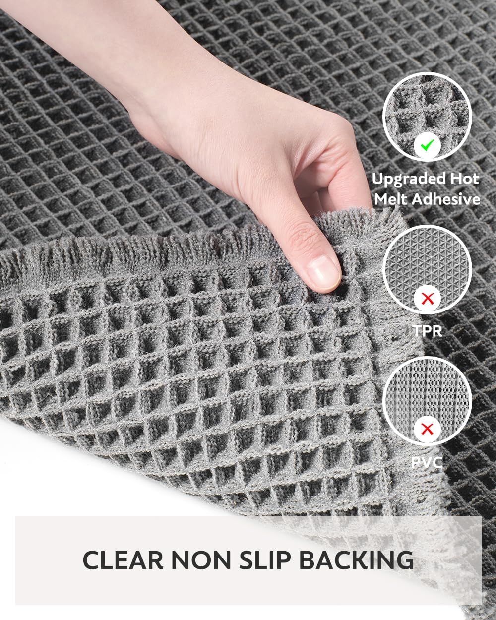 Waffle Bath Mat-Runner Rug, Super Absorbent Non Slip Bath Mats for Bathroom Machine Washable Long Rugs with Tassels, Bath Rugs for Bathroom Floor Beside Tub, 2' x 6'